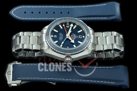 0 0 OMCPOGMT-084 XF Seamaster Planet Ocean Good Planet Foundation GMT 43.5mm Blue SS/SS VS 8605 Superclone - Rubber Strap Bundle