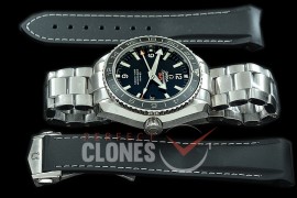 0 0 OMCPOGMT-081 XF Seamaster Planet Ocean GMT 43.5mm Black SS/SS VS 8605 Superclone - Rubber Strap Bundle