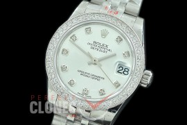 R31DJS-111D GMF 904 Steel Datejust Midsize 278384 SS/SS Diam/Jubileet Silver Diamonds Asian Clone 2824