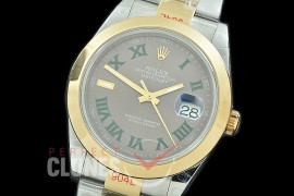 0 0 R41DJT-380 GMF 904L Steel 126333 Smooth/Oyster SS/YG Grey-Green Roman Asian 2824 