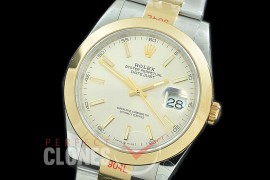 0 0 R41DJT-350 GMF 904L Steel 126333 Smooth/Oyster SS/YG Silver Sticks Asian 2824 