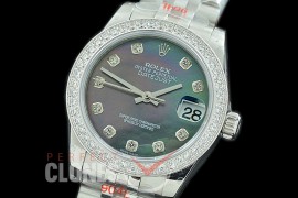 R31DJS-118D GMF 904 Steel Datejust Midsize 278384 SS/SS Diam/Jubileet MOP Black Diamonds Asian Clone 2824