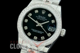 R31DJS-112D GMF 904 Steel Datejust Midsize 278384 SS/SS Diam/Jubileet Black Diamonds Asian Clone 2824