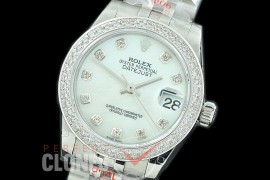 R31DJS-117D GMF 904 Steel Datejust Midsize 278384 SS/SS Diam/Jubileet MOP White Diamonds Asian Clone 2824