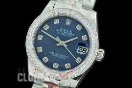 R31DJS-114D GMF 904 Steel Datejust Midsize 278384 SS/SS Diam/Jubileet Blue Diamonds Asian Clone 2824