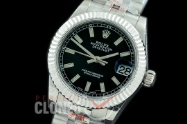 R31DJS-102 GMF 904 Steel Datejust Midsize 278274 SS/SS Fluted/Jubilee Black Sticks Asian Clone 2824