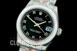 R31DJS-122 GMF 904 Steel Datejust Midsize 278274 SS/SS Fluted/Jubilee Black Roman Asian Clone 2824