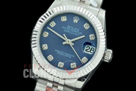 R31DJS-114 GMF 904 Steel Datejust Midsize 278274 SS/SS Fluted/Jubilee Blue Diamonds Asian Clone 2824