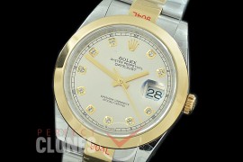 0 0 R41DJT-360 GMF 904L Steel 126333 Smooth/Oyster SS/YG Silver Diamonds Asian 2824 