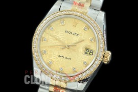 R31DJT-135D GMF 904 Steel Datejust Midsize 278383 SS/YG Fluted/Jubilee Gold Jubilee Diamonds Asian Clone 2824