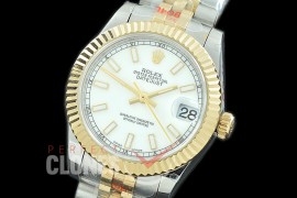 R31DJT-101 GMF 904 Steel Datejust Midsize 278273 SS/YG Fluted/Jubilee White Sticks Asian Clone 2824