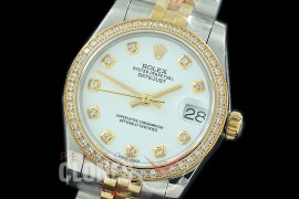 R31DJT-111D GMF 904 Steel Datejust Midsize 278383 SS/YG Fluted/Jubilee White Diamonds Asian Clone 2824