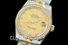 R31DJT-115D GMF 904 Steel Datejust Midsize 278383 SS/YG Fluted/Jubilee Gold Diamonds Asian Clone 2824