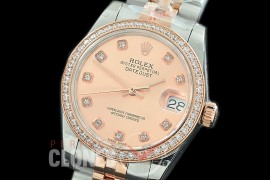 R31DJTR-115D GMF 904 Steel Datejust Midsize 278381 SS/RG Fluted/Jubilee Rose Diamonds Asian Clone 2824