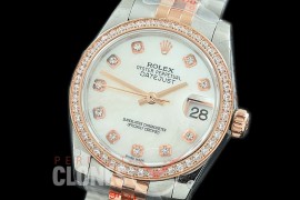 R31DJTR-117D GMF 904 Steel Datejust Midsize 278381 SS/RG Fluted/Jubilee MOP White Diamonds Asian Clone 2824