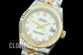 R31DJT-121 GMF 904 Steel Datejust Midsize 278273 SS/YG Fluted/Jubilee White Roman Asian Clone 2824