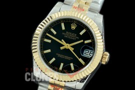 R31DJT-102 GMF 904 Steel Datejust Midsize 278273 SS/YG Fluted/Jubilee Black Sticks Asian Clone 2824