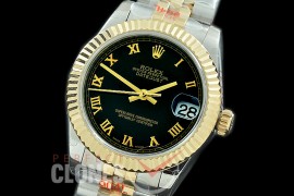 R31DJT-122 GMF 904 Steel Datejust Midsize 278273 SS/YG Fluted/Jubilee Black Roman Asian Clone 2824