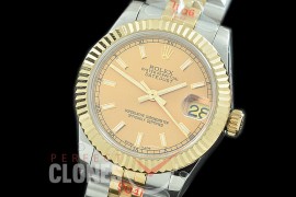 R31DJT-105 GMF 904 Steel Datejust Midsize 278273 SS/YG Fluted/Jubilee Gold Sticks Asian Clone 2824