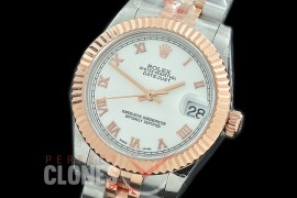 R31DJTR-121 GMF 904 Steel Datejust Midsize 278271 SS/RG Fluted/Jubilee White Roman Asian Clone 2824