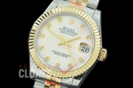 R31DJT-119 GMF 904 Steel Datejust Midsize 278273 SS/YG Fluted/Jubilee MOP Pink Diamonds Asian Clone 2824