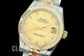 R31DJT-115 GMF 904 Steel Datejust Midsize 278273 SS/YG Fluted/Jubilee Gold Diamonds Asian Clone 2824