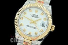 R31DJT-111 GMF 904 Steel Datejust Midsize 278273 SS/YG Fluted/Jubilee White Diamonds Asian Clone 2824