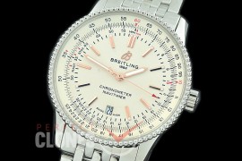 BLNV-41-101 TBF Navitimer 41mm Automatic SS/SS White A-2824 