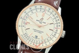 BLNV-41-106L TBF Navitimer 41mm Automatic SS/RG/LE White A-2824 