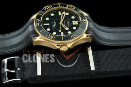 0 0 0 OM300M-039R OMF Seamaster Diver 007 Limited Edition 300M YG/RU Black Asian 2824 Mod 8800 - Free Nato Strap Bundle