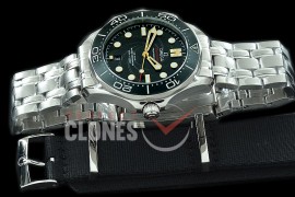 0 0 0 OM300M-038S OMF Seamaster Diver 007 Limited Edition 300M SS/SS Black Asian 2824 Mod 8800 - Free Nato Strap Bundle