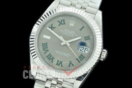 R41DJS-3235-128 BP 126334 Datejust 41mm SS/SS Fluted/Jubilee Dark Rhodium Green Roman VR 3235 