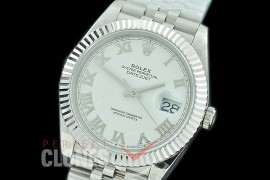 R41DJS-3235-121 BP 126334 Datejust 41mm SS/SS Fluted/Jubilee White Roman VR 3235 