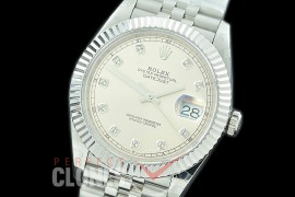 R41DJS-3235-110 BP 126334 Datejust 41mm SS/SS Fluted/Jubilee Silver Diamonds VR 3235 