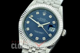 R41DJS-3235-114 BP 126334 Datejust 41mm SS/SS Fluted/Jubilee Blue Diamonds VR 3235 
