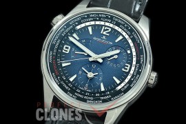 0 JLP-082 ZF Polaris Geographic World Time Reserve Duo Time SS/LE Blue Asian Modified Movt 