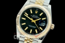 R41DJT-102J NF Datejust II 126333 904L Steel Fluted/Jubilee SS/YG Black Sticks SA 3235