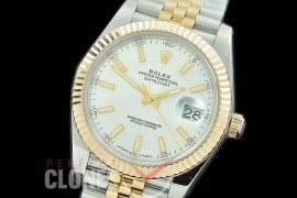 R41DJT-100J NF Datejust II 126333 904L Steel Fluted/Jubilee SS/YG Silver Sticks SA 3235