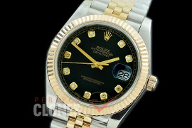 R41DJT-112J NF Datejust II 126333 904L Steel Fluted/Jubilee SS/YG Black Diamonds SA 32350768e