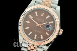 R41DJTR-106J NF Datejust II 126331 904L Steel Fluted/Jubilee SS/RG Brown Sticks SA 3235