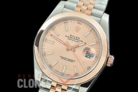 R41DJTR-155J NF Datejust II 126331 904L Steel Smooth/Jubilee SS/RG Rose Gold Sticks SA 3235