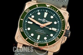 0 0 0 BR03-92-058 BR03-92 Diver RG/RU Khaki Green Miyota 9015 