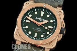 0 0 0 BR03-92-053 BR03-92 Diver RG/LE Khaki Green Miyota 9015 