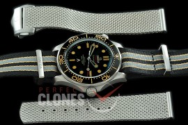0 0 OM300M-0007 Seamaster Diver 007 Limited Edition 300M TI/NT Black Asian 2824 Mod 8806 - Bundle with Mesh Bracelet 