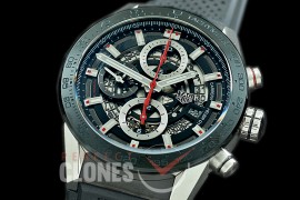 0 0 0 0 0 0 TGCH1-43-001R XF/VSF Carrera Heuer-01 43mm Chronograph SS/RU Black Skeleton A-7750 