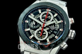 0 0 0 0 0 0 TGCH1-43-001 XF/VSF Carrera Heuer-01 43mm Chronograph SS/SS Black Skeleton A-7750 