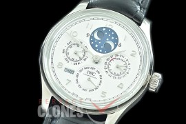 0 0 0 IWPPC-111 V9F Portugese Perpetual Calender IW503406 SS/LE White Asian Custom Movt 