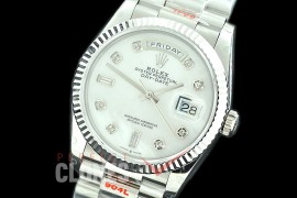 R36DDS-017 GMF 128239 2019 DayDate SS/SS Fluted/President MOP White Diamonds A-2836