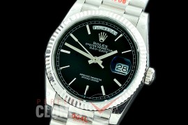 R36DDS-002 GMF 128239 2019 DayDate SS/SS Fluted/President Black Sticks A-2836