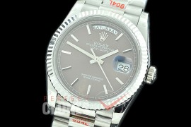 R36DDS-003 GMF 128239 2019 DayDate SS/SS Fluted/President Dark Rhodium Grey Sticks A-2836